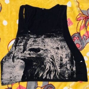 Hollister Black and White Eagle Muscle Tee